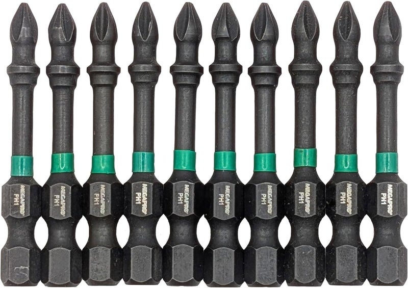 Megapro Megaforce Impact Bits | Specially Modified S2 Steel | Magnetic Pickup | Black Oxide Finish (Refill Pack (Phillips #1)) - Image 1